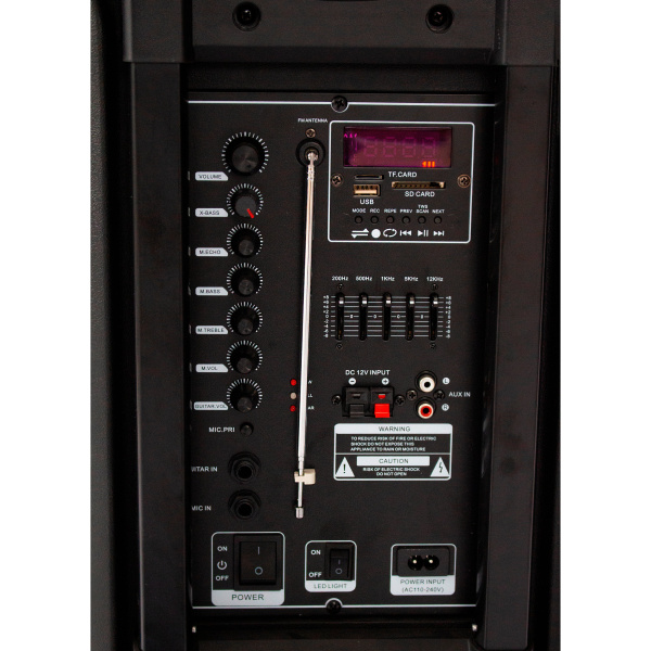 Портативная беспроводная bluetooth колонка  Eltronic DANCE BOX 300 арт. 20-14 с двумя беспроводными микрофонами и пультом дистанционного управления